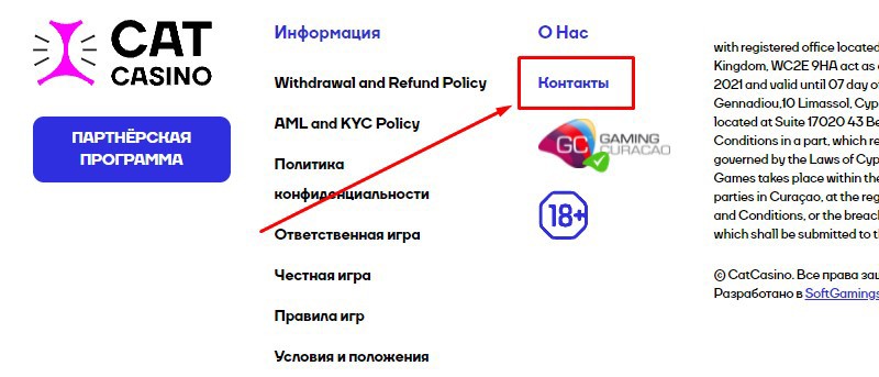 Контакты техподдержки